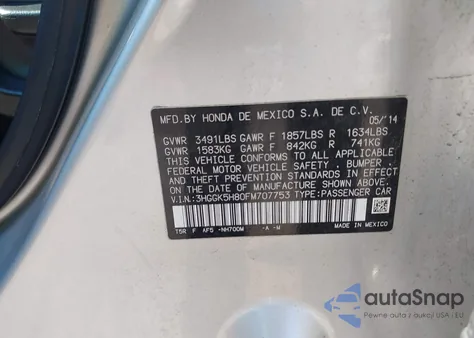 2015 Honda Fit Ex/Ex-L z USA, uszkodzony, nr VIN 3HGGK5H80FM707753